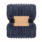 Manta de forro polar a rayas con cinta y tarjeta kraft 450g/m² color azul segunda vista