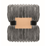 Manta de forro polar a rayas con cinta y tarjeta kraft 450g/m² color gris oscuro segunda vista