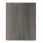 Manta de forro polar a rayas con cinta y tarjeta kraft 450g/m² color gris oscuro cuarta vista