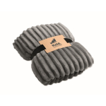 Manta de forro polar a rayas con cinta y tarjeta kraft 450g/m² color gris oscuro segunda vista principal