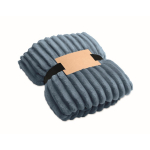 Manta de forro polar a rayas con cinta y tarjeta kraft 450g/m² color negro mate