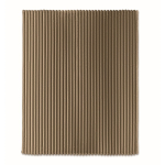 Manta de forro polar a rayas con cinta y tarjeta kraft 450g/m² color caqui cuarta vista