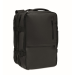 Mochila extensible de RPET 600D con compartimentos y cinta trolley 20L color negro