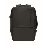 Mochila extensible de RPET 600D con compartimentos y cinta trolley 20L color negro tercera vista