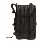 Mochila extensible de RPET 600D con compartimentos y cinta trolley 20L color negro sexta vista