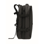 Mochila extensible de RPET 600D con compartimentos y cinta trolley 20L color negro septima vista