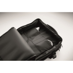 Mochila extensible de RPET 600D con compartimentos y cinta trolley 20L color negro vista fotografía