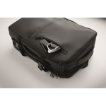 Mochila extensible de RPET 600D con compartimentos y cinta trolley 20L color negro vista fotografía