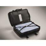 Mochila extensible de RPET 600D con compartimentos y cinta trolley 20L color negro vista fotografía