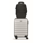 Mochila extensible de RPET 600D con compartimentos y cinta trolley 20L color negro
