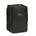 Mochila extensible de RPET 600D con compartimentos y cinta trolley 20L color negro vista principal