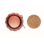 Portavelas de vidrio con tapa de corcho y vela con aroma a vainilla color rojo quinta vista