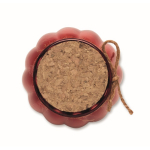 Portavelas de vidrio con tapa de corcho y vela con aroma a vainilla color rojo sexta vista
