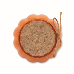 Portavelas de vidrio con tapa de corcho y vela con aroma a vainilla color naranja sexta vista