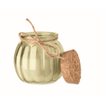 Portavelas de vidrio con tapa de corcho y vela con aroma a vainilla color beige tercera vista