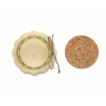 Portavelas de vidrio con tapa de corcho y vela con aroma a vainilla color beige quinta vista