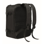 Mochila de cabina extensible de RPET 600D con múltiples bolsillos 20L color negro tercera vista