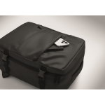 Mochila de cabina extensible de RPET 600D con múltiples bolsillos 20L color negro vista fotografía