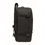Mochila de cabina extensible de RPET 600D con múltiples bolsillos 20L color negro decima vista