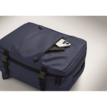 Mochila de cabina extensible de RPET 600D con múltiples bolsillos 20L color azul vista fotografía