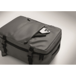 Mochila de cabina extensible de RPET 600D con múltiples bolsillos 20L color gris oscuro vista fotografía