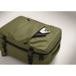 Mochila de cabina extensible de RPET 600D con múltiples bolsillos 20L color verde militar vista fotografía