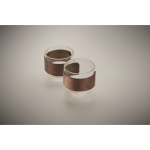 Set de 2 tazas de café en vidrio con banda de madera de nogal 120ml color madera vista fotografía tercera vista