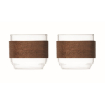 Set de 2 tazas de café en vidrio con banda de madera de nogal 120ml color madera quinta vista