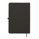 Set de libreta de PU formato A5 con bolígrafo azul y hojas a rayas color negro quinta vista