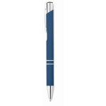 Set de libreta de PU formato A5 con bolígrafo azul y hojas a rayas color azul septima vista