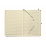 Set de libreta de PU formato A5 con bolígrafo azul y hojas a rayas color negro mate sexta vista