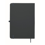 Set de libreta de PU formato A5 con bolígrafo azul y hojas a rayas color azul marino quinta vista