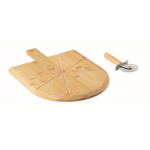 Tabla de bambú para pizza con cortapizzas de acero inox. incluido color madera