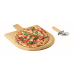 Tabla de bambú para pizza con cortapizzas de acero inox. incluido color madera segunda vista