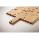 Tabla de bambú para pizza con cortapizzas de acero inox. incluido color madera vista fotografía tercera vista