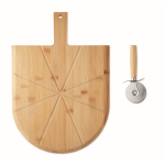 Tabla de bambú para pizza con cortapizzas de acero inox. incluido color madera sexta vista