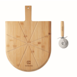 Tabla de bambú para pizza con cortapizzas de acero inox. incluido color madera vista principal