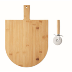 Tabla de bambú para pizza con cortapizzas de acero inox. incluido color madera septima vista
