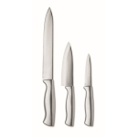 Set de 3 cuchillos de cocina de acero inoxidable para uso diario color plateado