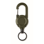 Portacredenciales de plástico resistente con mosquetón y cable de 60cm color verde militar