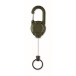 Portacredenciales de plástico resistente con mosquetón y cable de 60cm color verde militar tercera vista