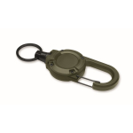 Portacredenciales de plástico resistente con mosquetón y cable de 60cm color verde militar cuarta vista