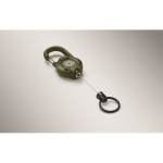 Portacredenciales de plástico resistente con mosquetón y cable de 60cm color verde militar vista principal