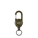 Portacredenciales de plástico resistente con mosquetón y cable de 60cm color verde militar vista de impresión