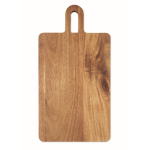 Tabla de madera de acacia con asa para cortar y servir en el día a día color madera cuarta vista