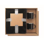 Set de regalo con manta polar y dos tazas metálicas esmaltadas de 350ml color negro segunda vista