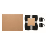 Set de regalo con manta polar y dos tazas metálicas esmaltadas de 350ml color negro tercera vista