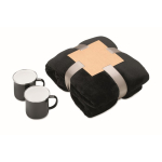 Set de regalo con manta polar y dos tazas metálicas esmaltadas de 350ml color negro novena vista