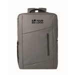 Mochila de RPET con revestimiento de PU para portátil de hasta 15'' color gris oscuro vista de impresión