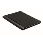 Portafolio de piel sintético con bolsillos y bloc de notas a rayas A4 color negro
